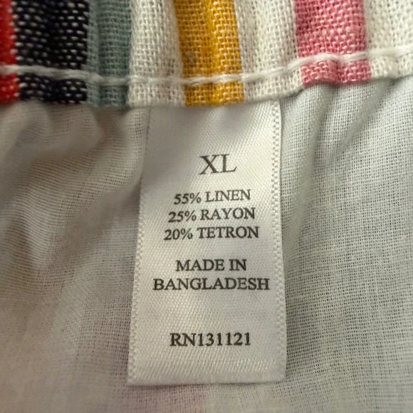 Dash Women XL Multi Color Striped Linen Blend Button Front Tie Waist Midi Skirt - Picture 8 of 8